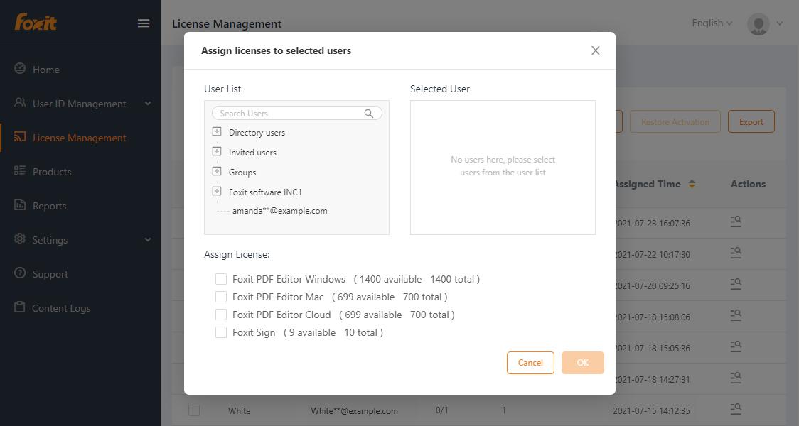 License overview