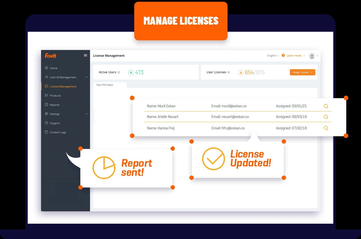 Admin Console - software license management