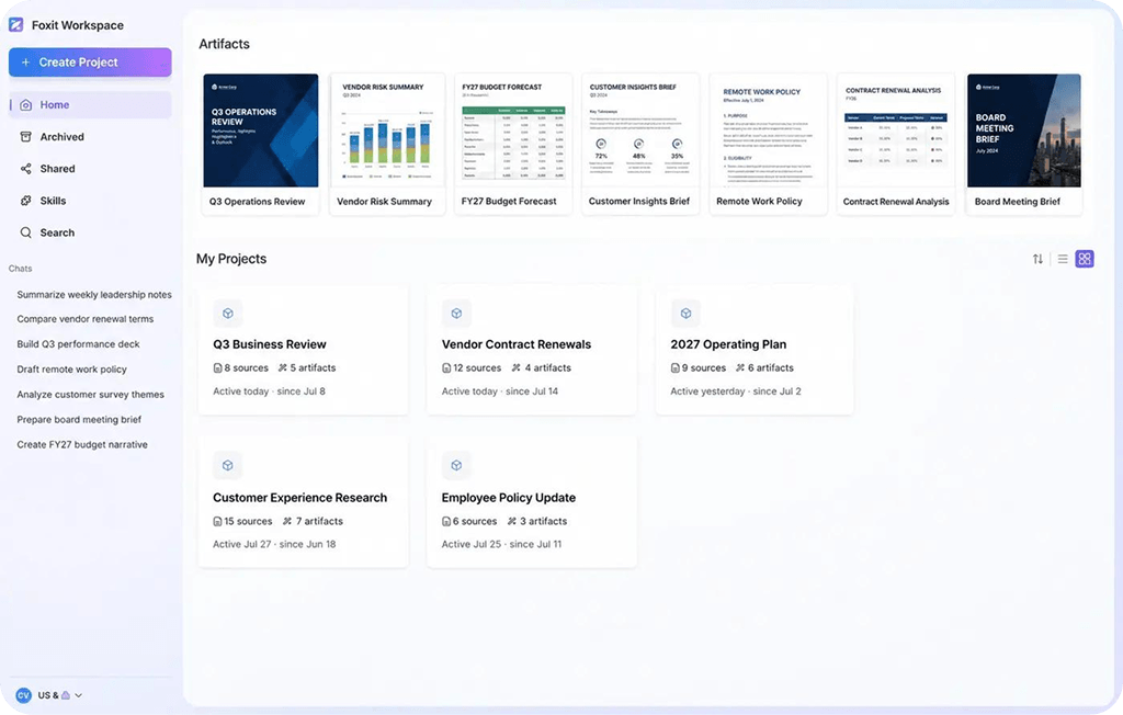 A multi-document question answered in Workspace with citations to the source documents