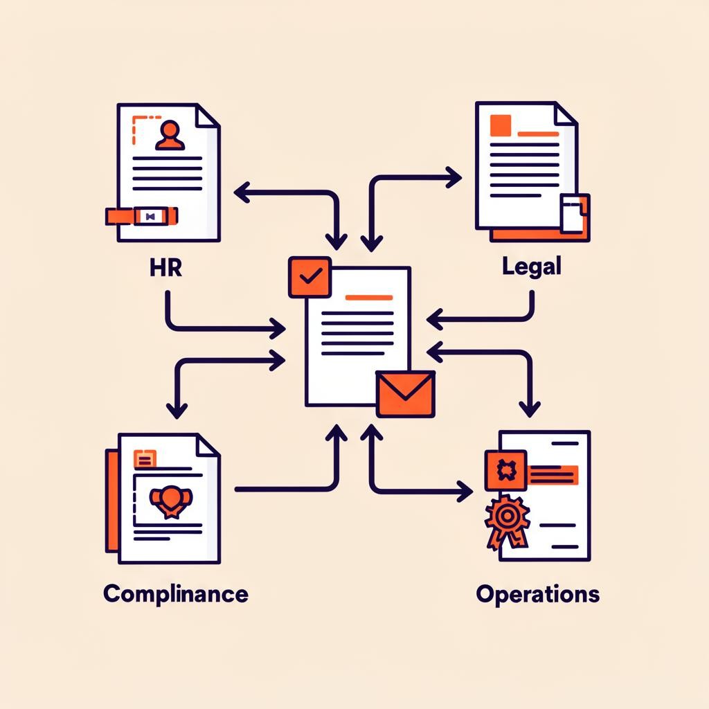 Flujos conectados entre RR. HH., Legal, Compliance y Operaciones