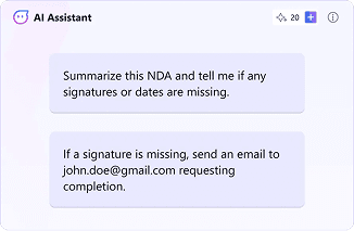 AI Assistant 提示:摘要 NDA 並以電子郵件要求補簽