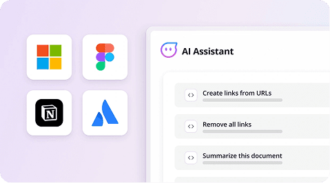 Foxit AI Assistant 面板,旁邊是 Microsoft、Figma、Notion 與 Atlassian 連接器方塊