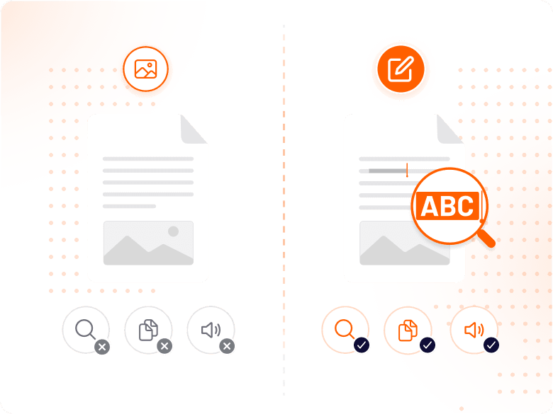 OCR converting a scanned image into searchable text