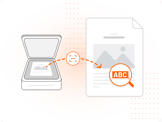 A scanned tax form becoming a searchable, editable PDF through OCR