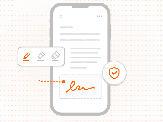Signature field being completed on an iPhone with a finger