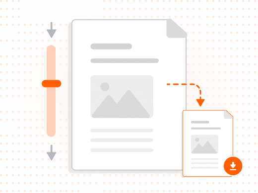 A large PDF file shrinking in size through compression