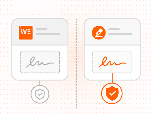 Comparison of Word's built-in signature line versus a dedicated eSign platform