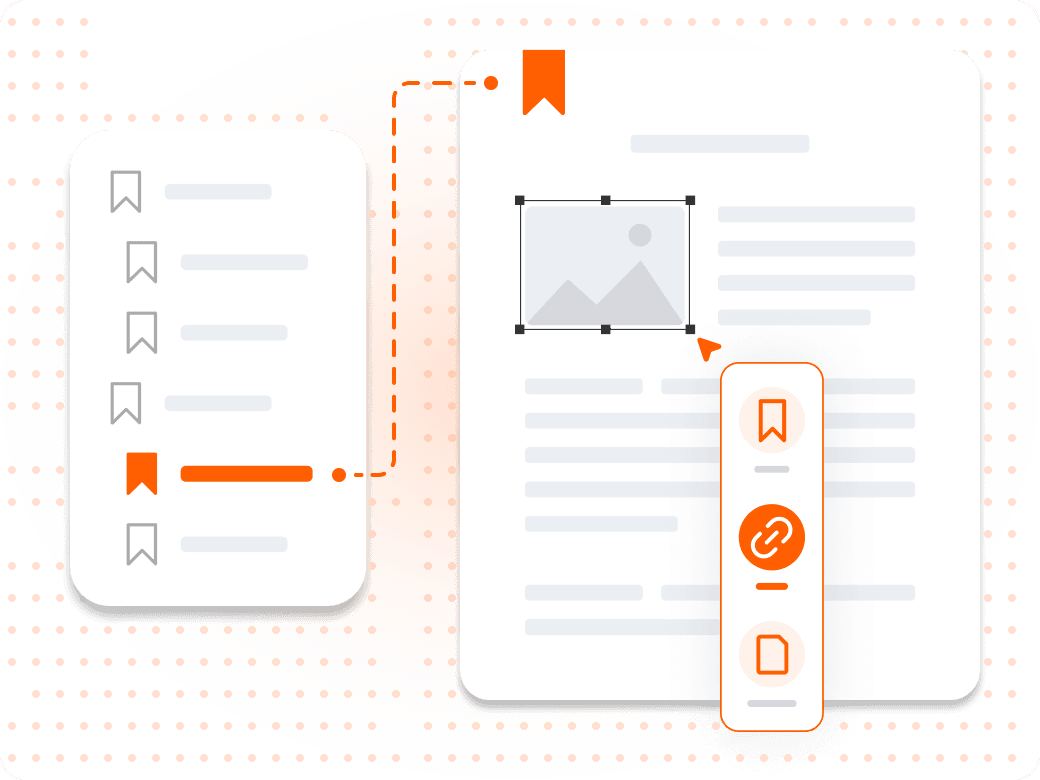 A table of contents with clickable entries jumping to sections of a PDF