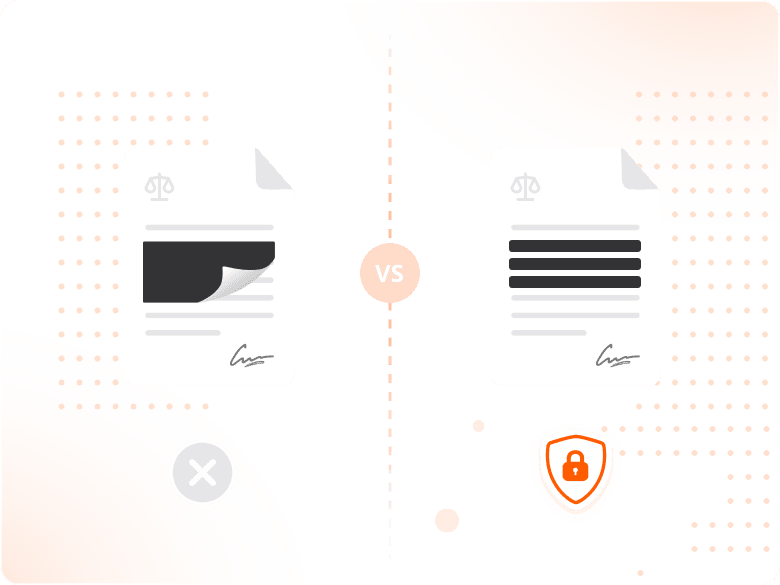 A black box overlay compared to true content removal in a redacted PDF