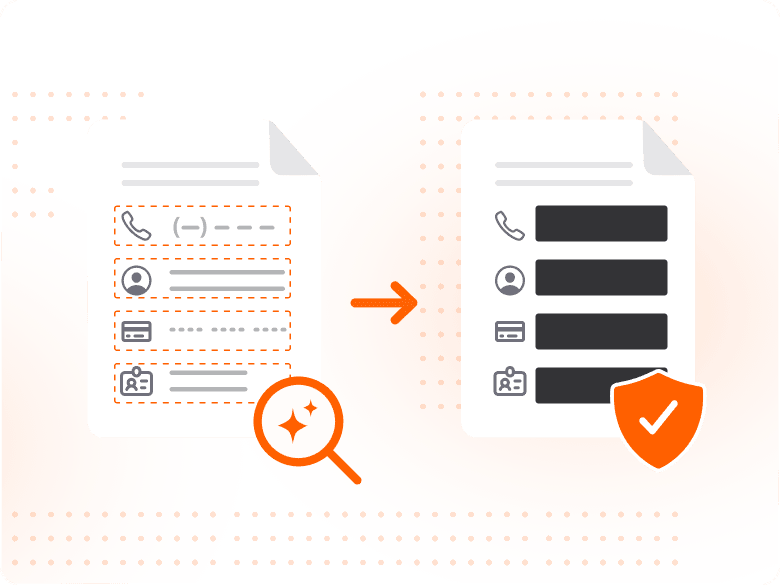 AI automatically detecting and flagging sensitive data patterns across a document