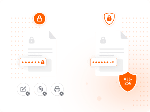 Comparison of an open password versus a permissions-only password on a PDF