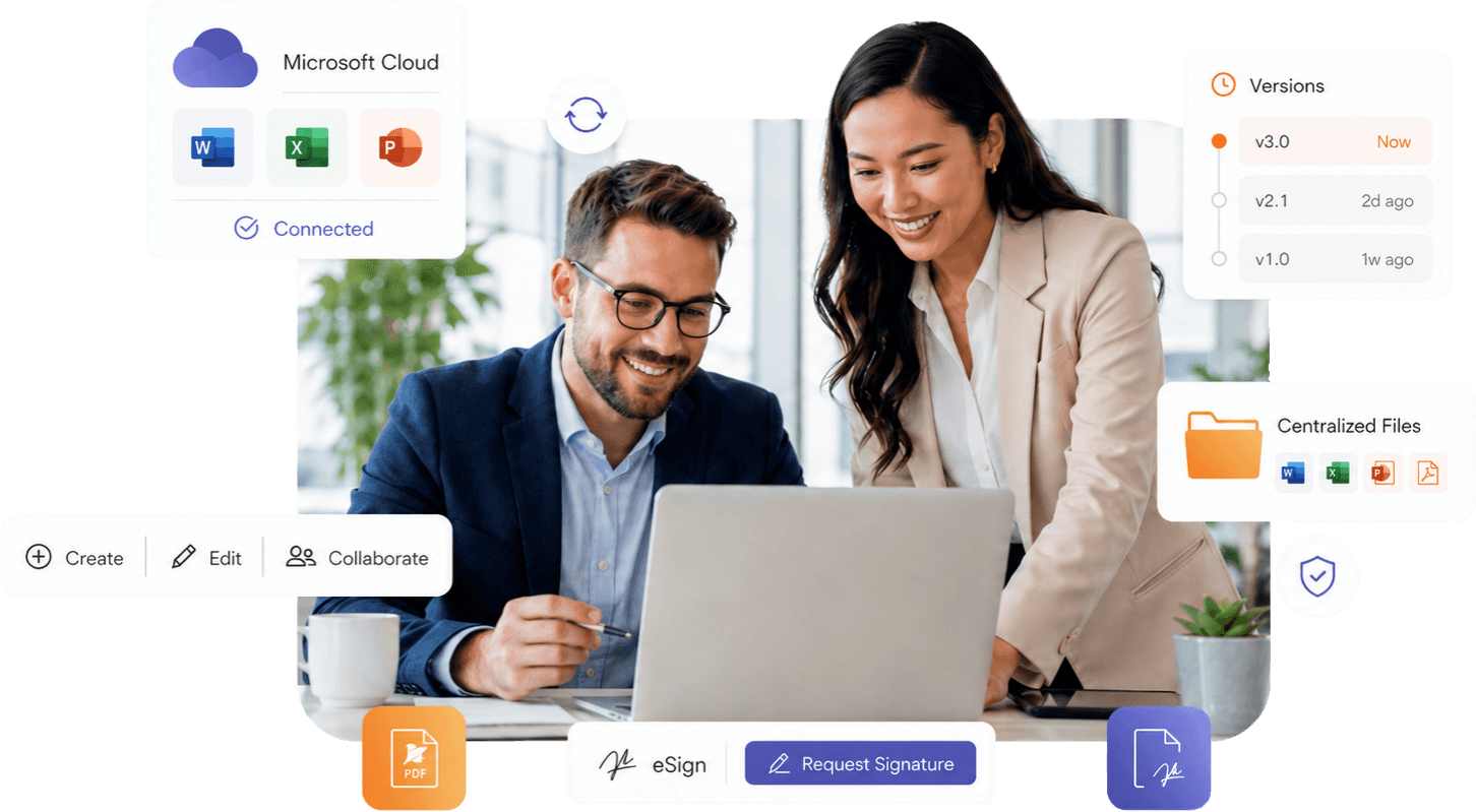 Word, Excel, and PowerPoint files managed inside Foxit DMS