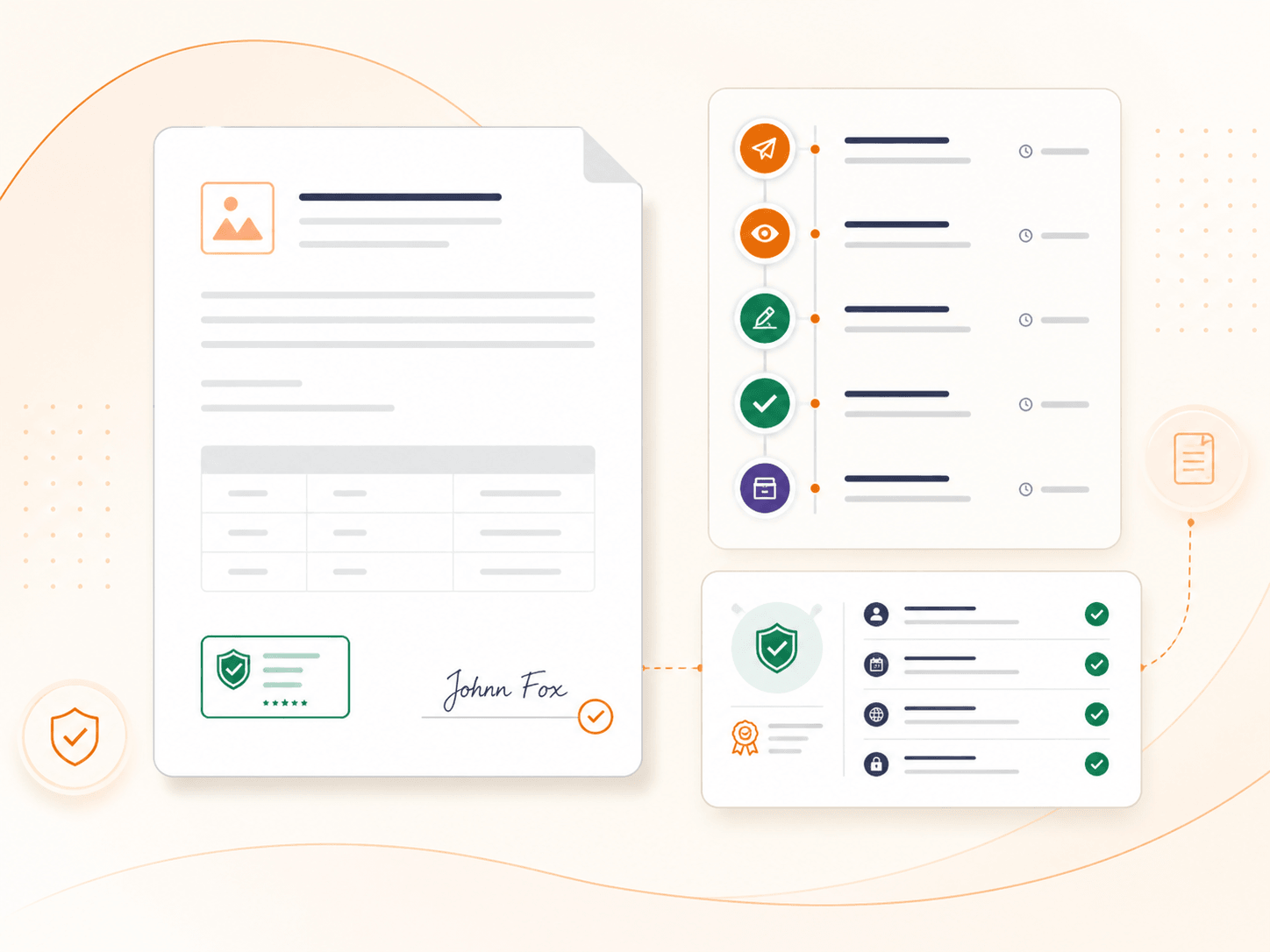Detailed record of every document action — timeline, signature certificate, and audit metadata