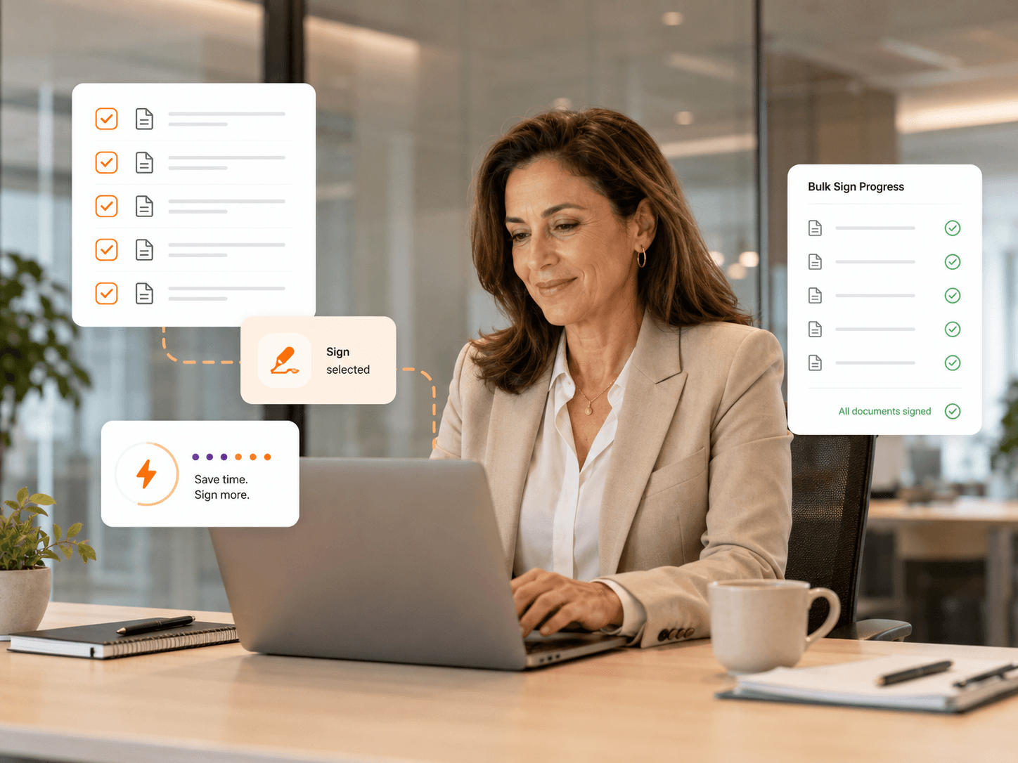 Foxit eSign Bulk Signing — select multiple envelopes and confirm with one signature