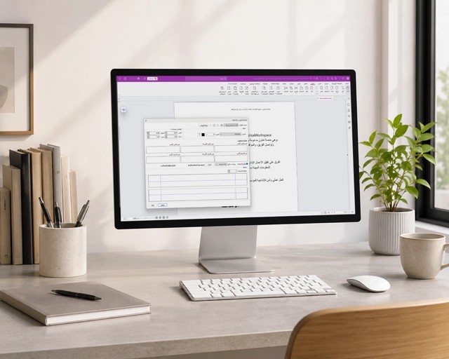 Menu e faixa de opções do Foxit PDF Editor exibidos em árabe.