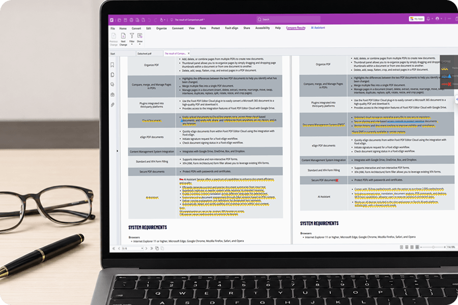 Comparacion de dos versiones de un documento PDF