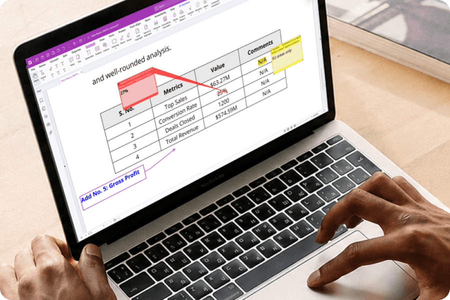 PDF Anmerkungstools mit Hervorhebungen, Kommentaren und Markup-Optionen