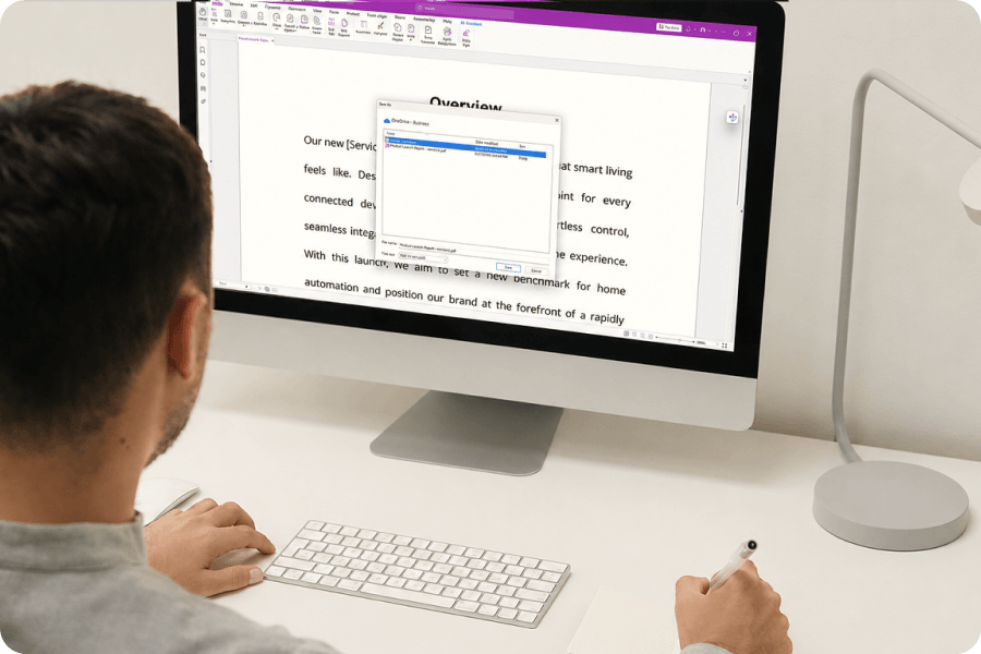 Cloud-Speicherintegration mit Anzeige verbundener Dienste und Dateisynchronisierung