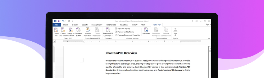 Foxit PDF Creator Add-in gives you advanced PDF Workflows from Microsoft Office