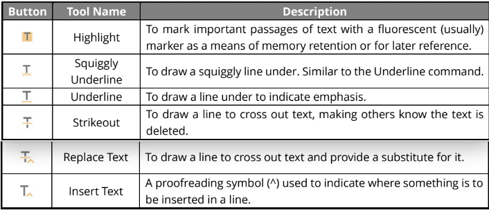 Text Markup tools - 2