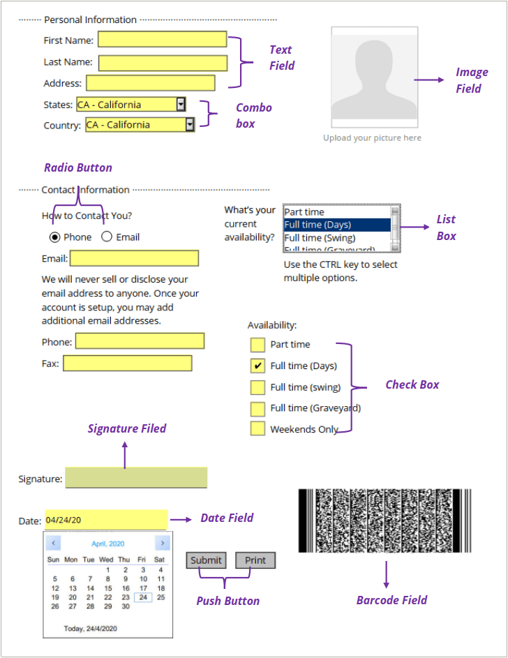 fillable form