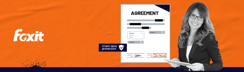 Legal professional using Foxit esign an agreement with a tablet 