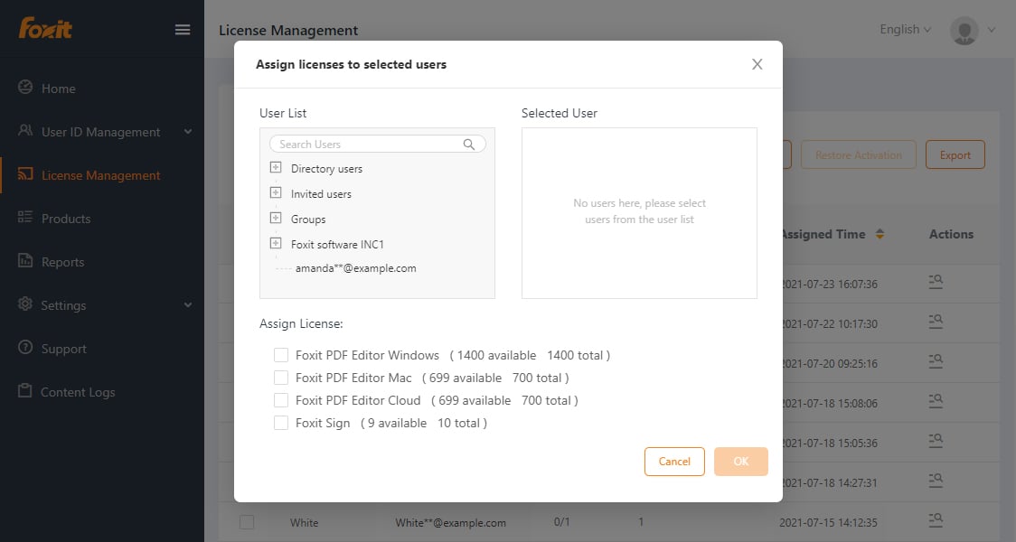 License overview