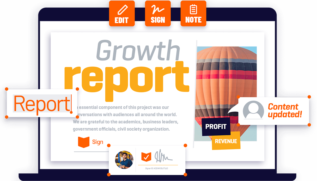 Erstellen, Bearbeiten, Signieren von überall aus mit PDF Editor Pro +