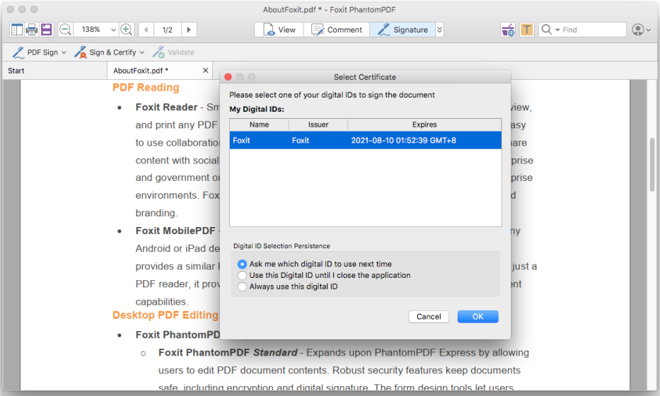 Sign PDF with Digital Signatures