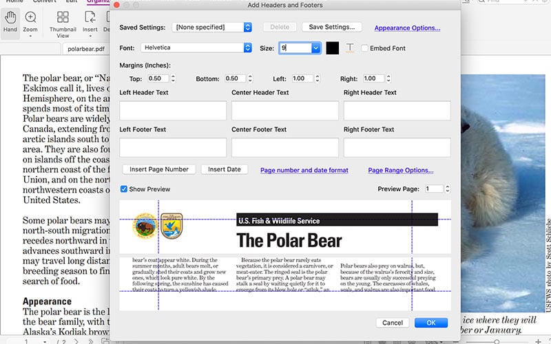 How to Add headers and footers with PDF Editor für Mac