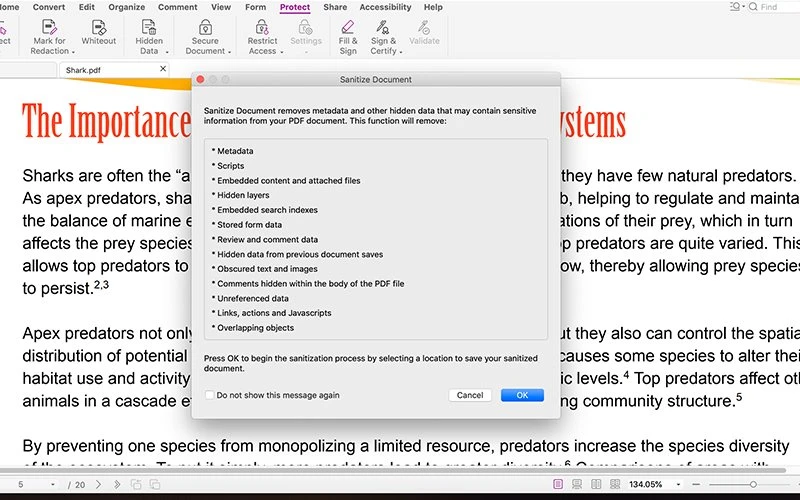 Protect PDF with Document Sanitization